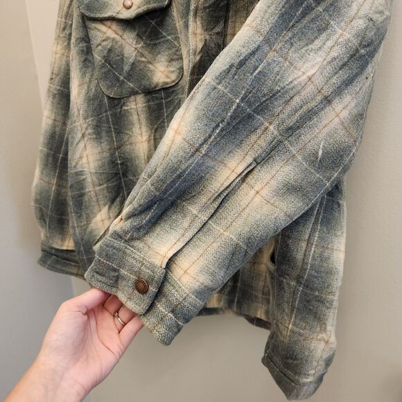 Vtg 70s? McGregor Green Plaid Wool Blend Quilt Lined Jacket Retro Coat Workwear - Picture 6 of 10